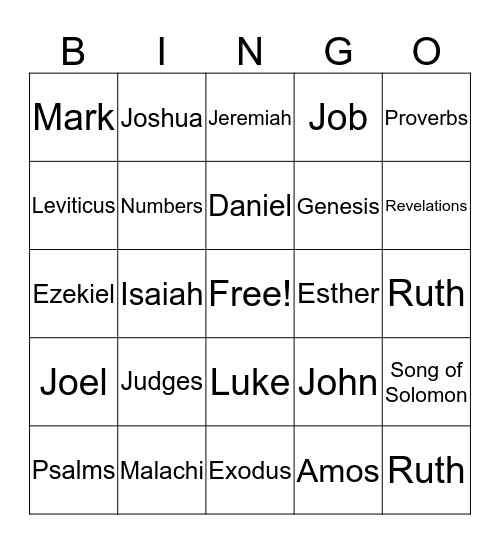 Bible Bingo Card