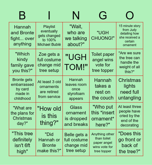 Xmas Tree 2023 Bingo Card