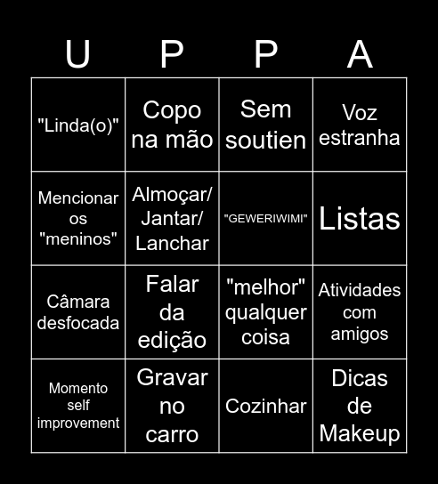 Bingo da Uppa Bingo Card