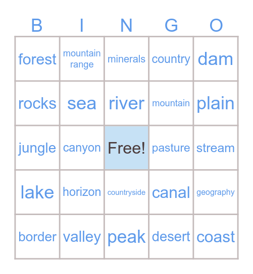 Geography Bingo Card