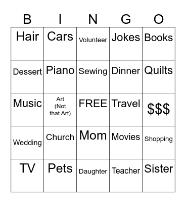 Patsy’s 80th B’day Bingo Card