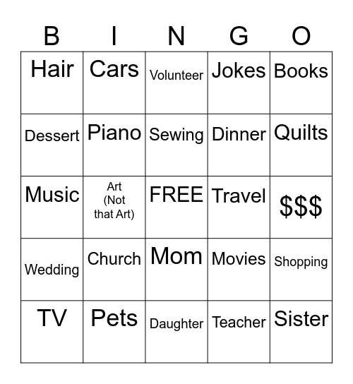 Patsy’s 80th B’day Bingo Card