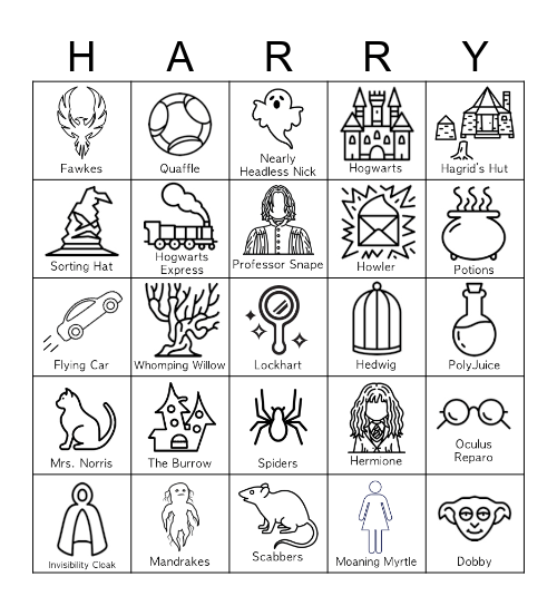 Harry Potter and the Chamber of Secrets Bingo Card