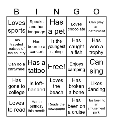 Find someone who... Bingo Card