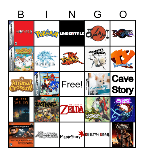 Favorite/Fondly Remembered Game Bingo Card