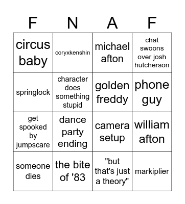 FNAF Watch Party :) Bingo Card