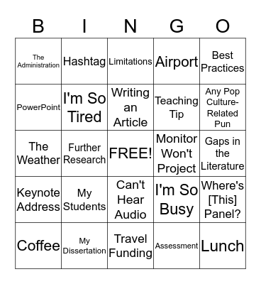 PCA 2016 Bingo Card