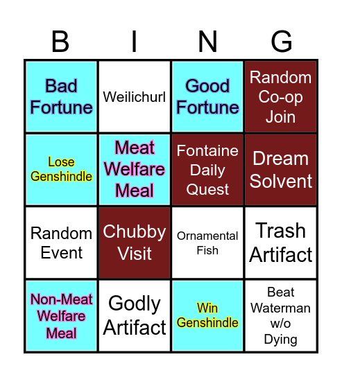 Genshin Bingo Card