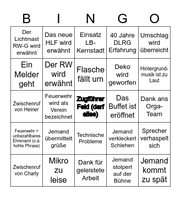 Kameradschaftsabend 2023 Bingo Card
