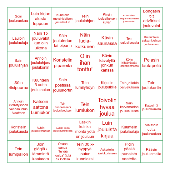 JOULUBINGO Card