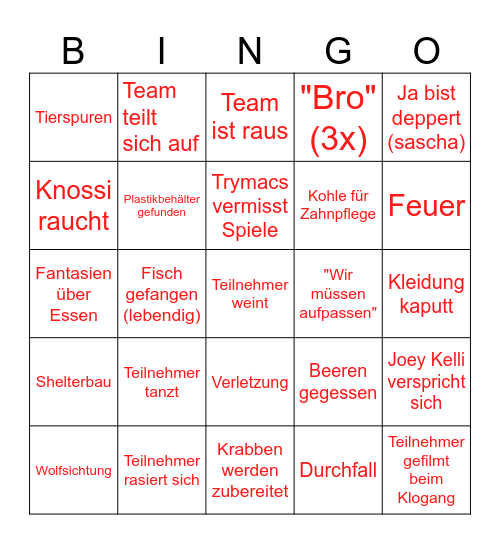 7vsWild S3 Bingo Card