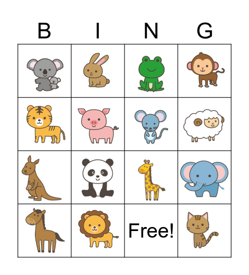 Animal　Bingo Card
