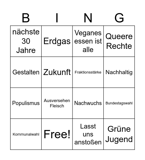 30 Jahre Grünen - Bingo Card