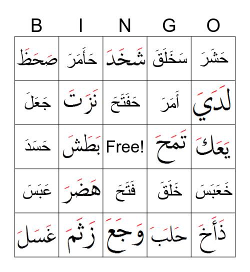 Quran, Fatha Bingo Card