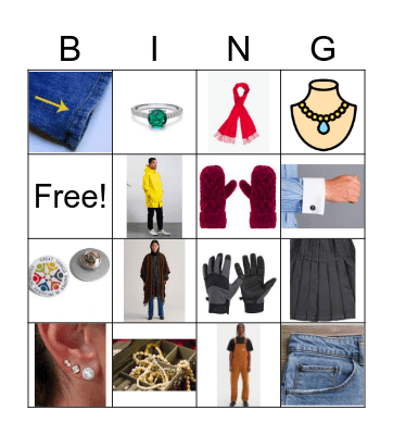 Body Parts and Clothing Lesson 8 Bingo Card