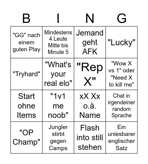 LOW ELO BINGO Card