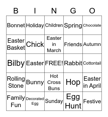 Happy Easter Bingo Card