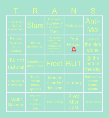 Bigot Bingo Card