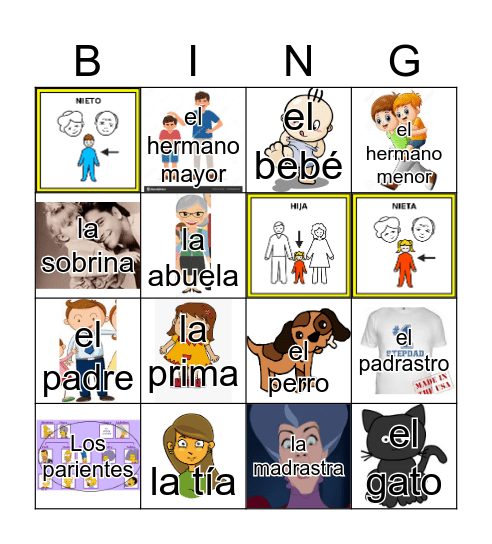 La familia Bingo Card