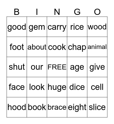 March 21 - April 1 Words Skill "oo" + Review Words for Previous Skills Bingo Card