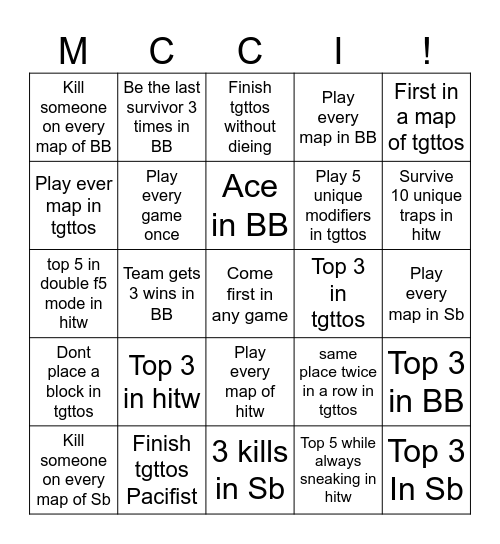 MCC Island Bingo Card