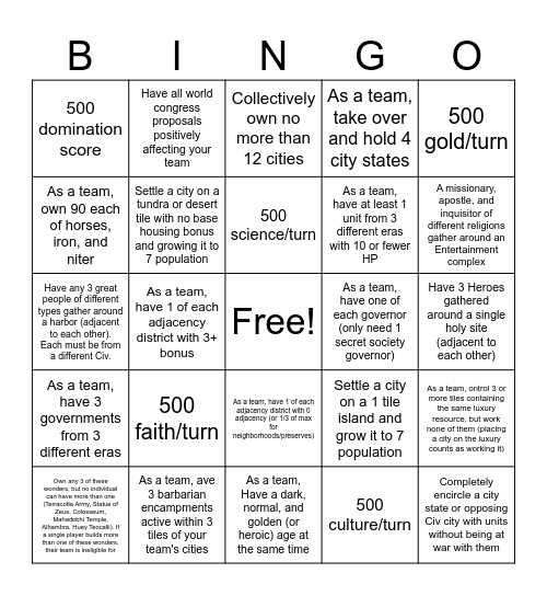 Bingo! Bingo Card