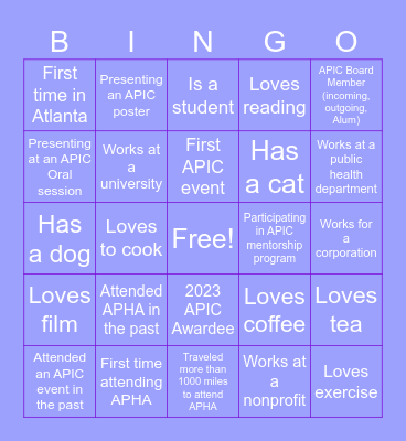 APIC Networking Bingo Card