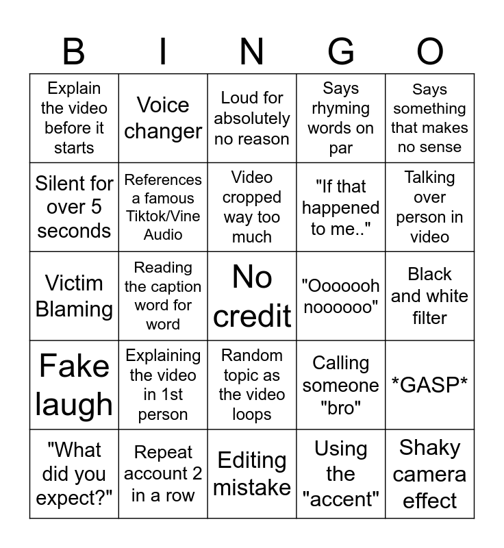 Sssniperwolf Bingo Card 