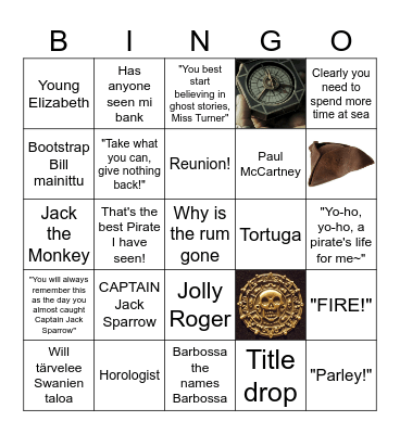 Pirates of the Caribbean: Curse of the Black Pearl Bingo Card