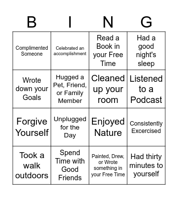 Calm with Chaos Bingo Card