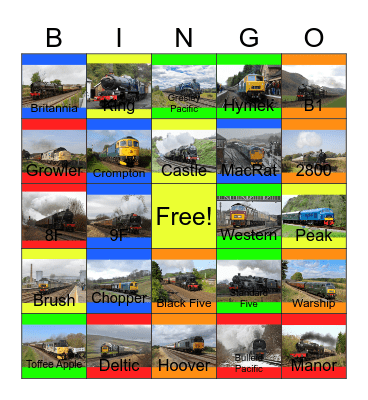 British Loco Hauled Passenger Trains Bingo Card
