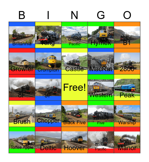 British Loco Hauled Passenger Trains Bingo Card