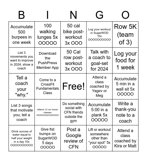 CFN Holiday Bingo Card