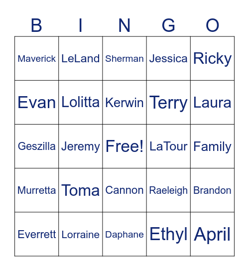 Thanksgiving Bingo Card