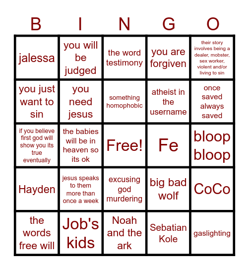 tiktok atheist bingo Card