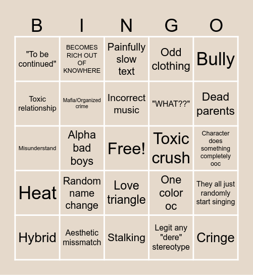 Gacha Bingo Card