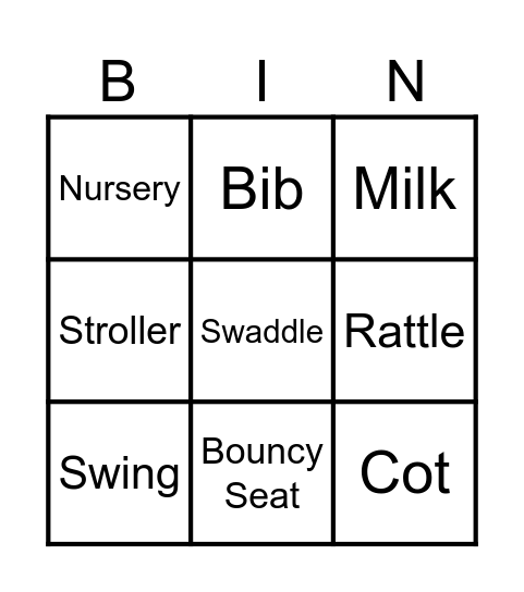 Zehra's 1st Birthday Bingo Card