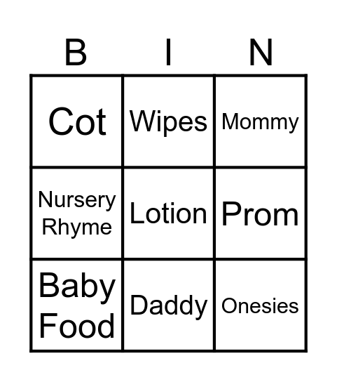 Zehra's 1st Birthday Bingo Card