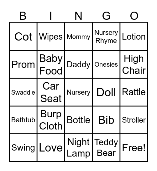 Zehra's 1st Birthday Bingo Card