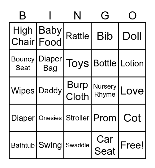Zehra's 1st Birthday Bingo Card