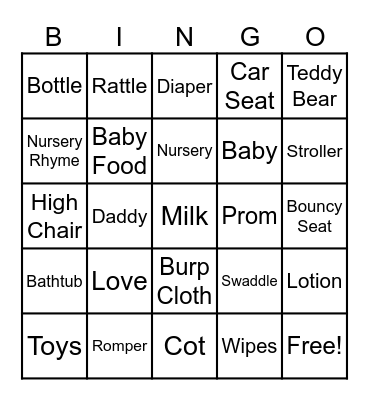Zehra's 1st Birthday Bingo Card