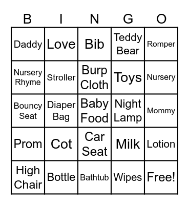 Zehra's 1st Birthday Bingo Card