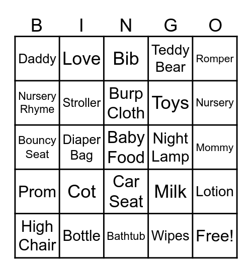 Zehra's 1st Birthday Bingo Card