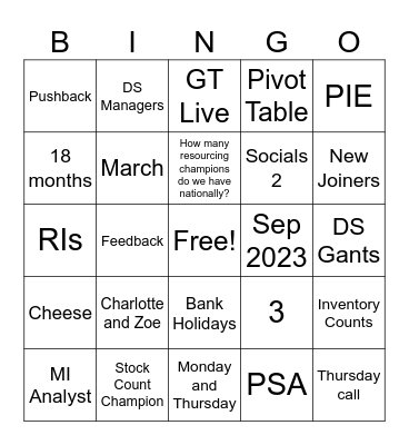 Central Talent and Capacity Talent Bingo Card