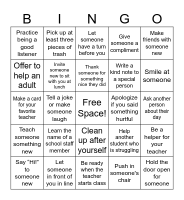 Kindness BINGO! Bingo Card