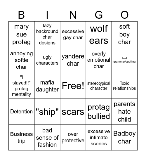 Gacha life bingo Card