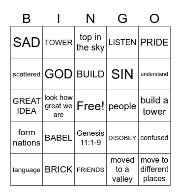 TOWER OF BABEL Bingo Card