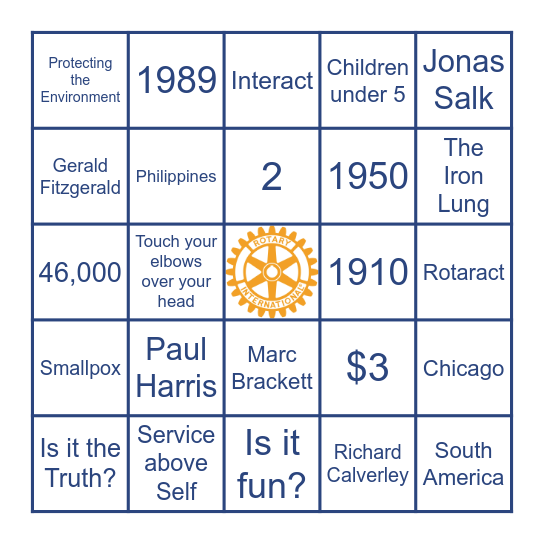 ROTARY BINGO Card