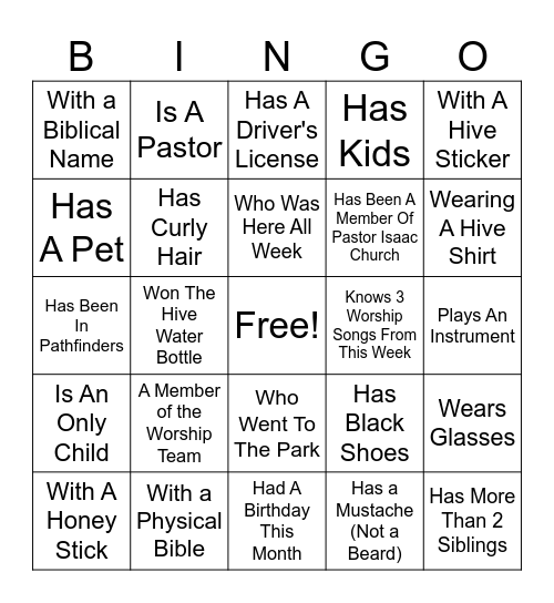 Created For Significance Bingo Card