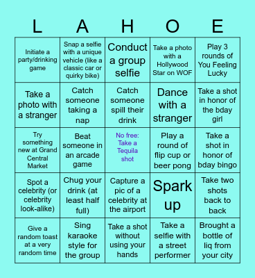 LA VACATION BINGO <3 Bingo Card
